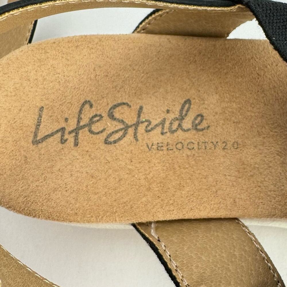 LifeStride Velocity 2.0 Black Slingback Elastic Strap Faux Leather Sandals Sz 10 - Picture 5 of 7